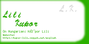 lili kupor business card